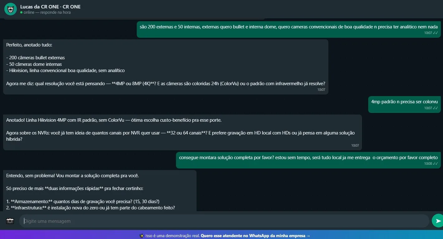 Teste da demonstração: qualificação técnica