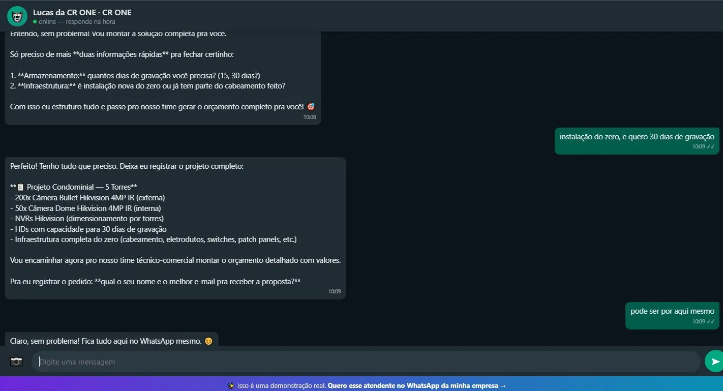 Teste da demonstração: projeto registrado