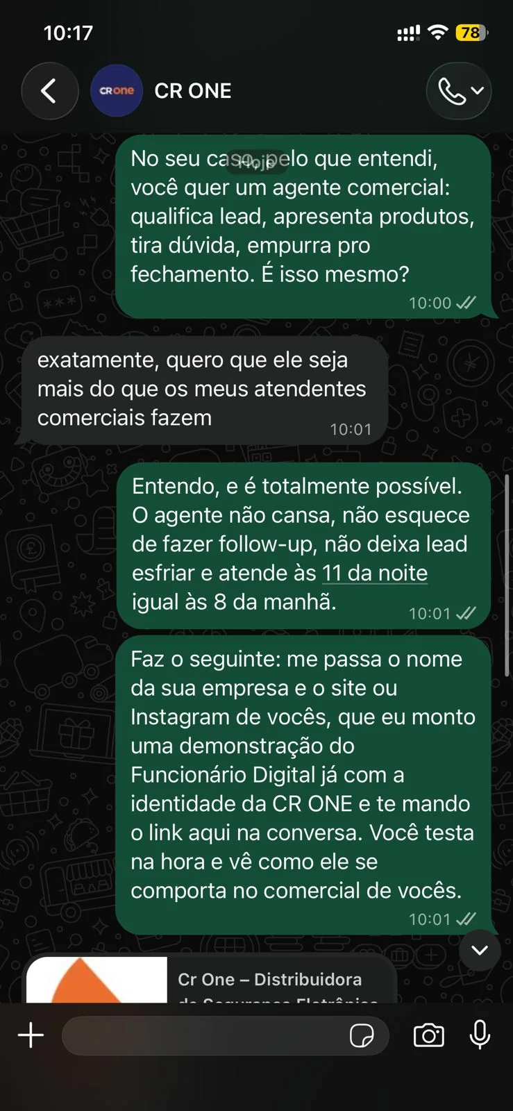 Conversa real: proposta de demo